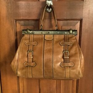 Vintage FRANCESCO BIASIA Italy Framed Doctors style leather satchel